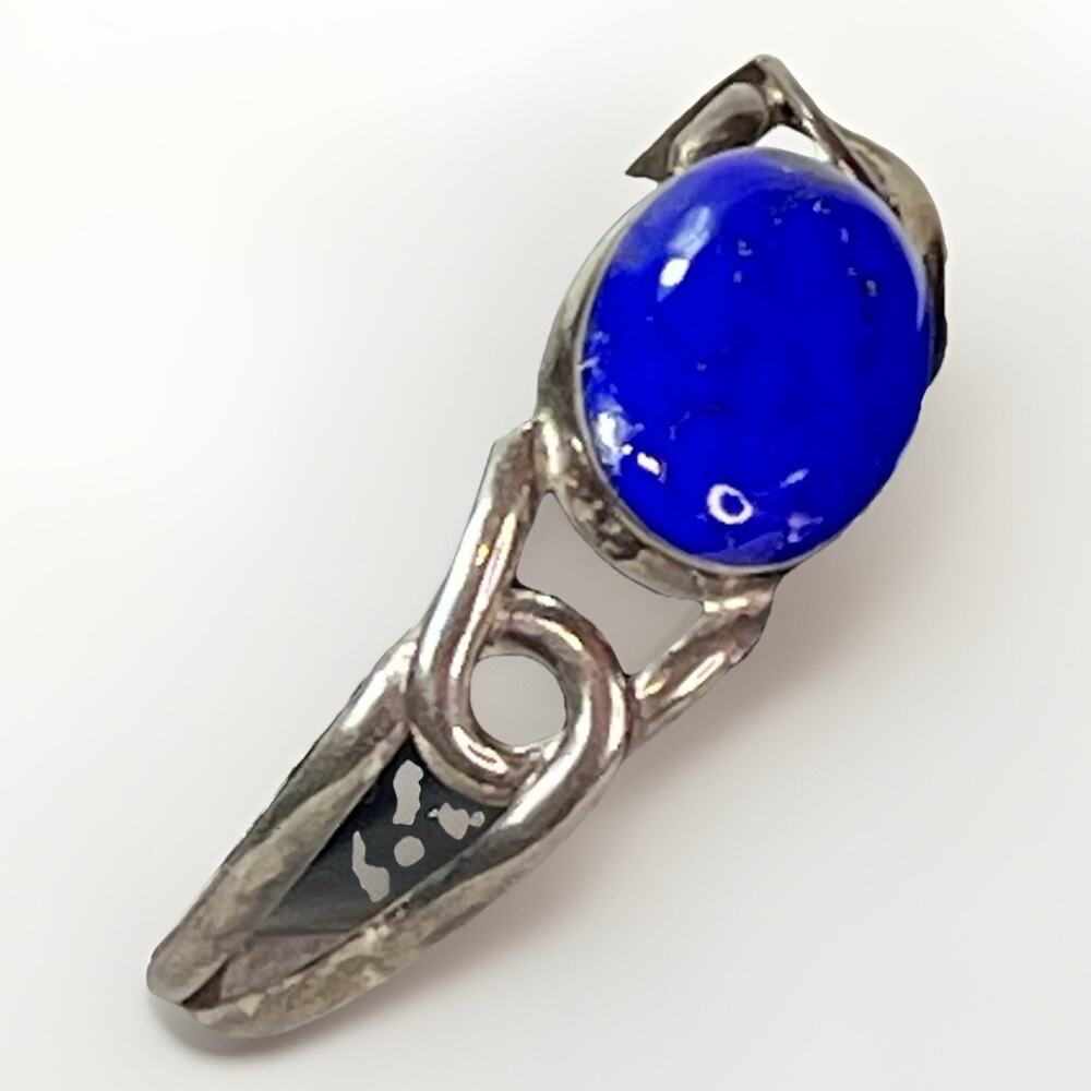 VTG 925 Mexico Sterling Silver Oval Lapis Lazuli Oval Cuff Bracelet 23.8g Signed